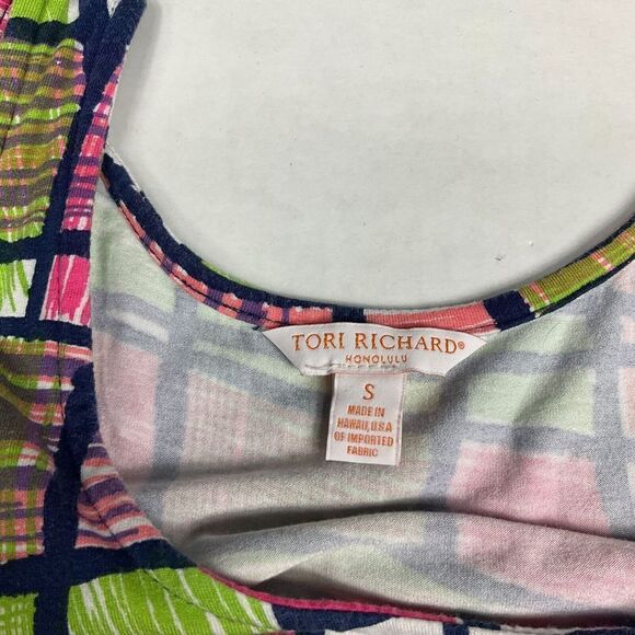 Tori Richard Fit and Flare Tank Dress Printed Sleeveless High Low Pullover SMALL - Picture 4 of 9